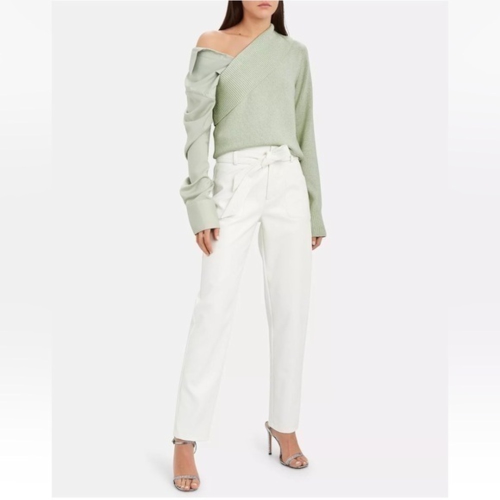 HELLESSY Sweater Joffe Satin Sleeve Removable in Light Green